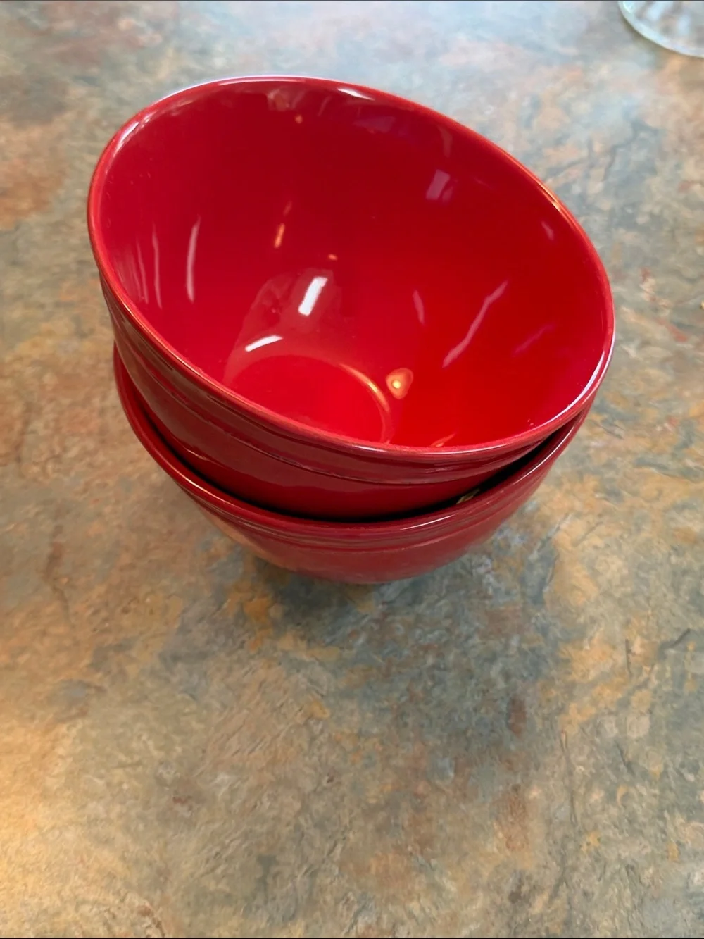 Pottery Barn Cambria Red cereal bowls handcrafted in Portugal. Set of two.